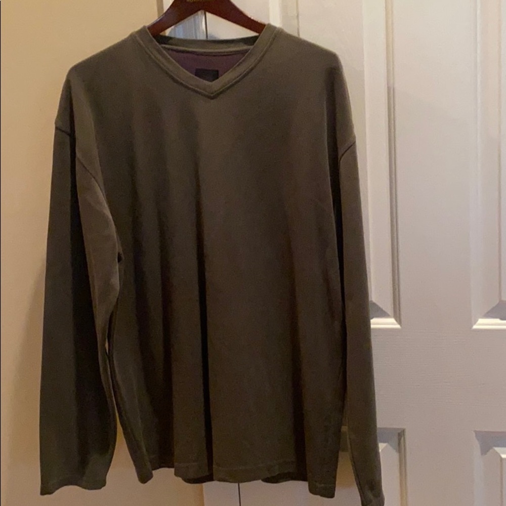 SQWEAR DARK OLIVE V-NECK POLYESTER PULLOVER SZ XL